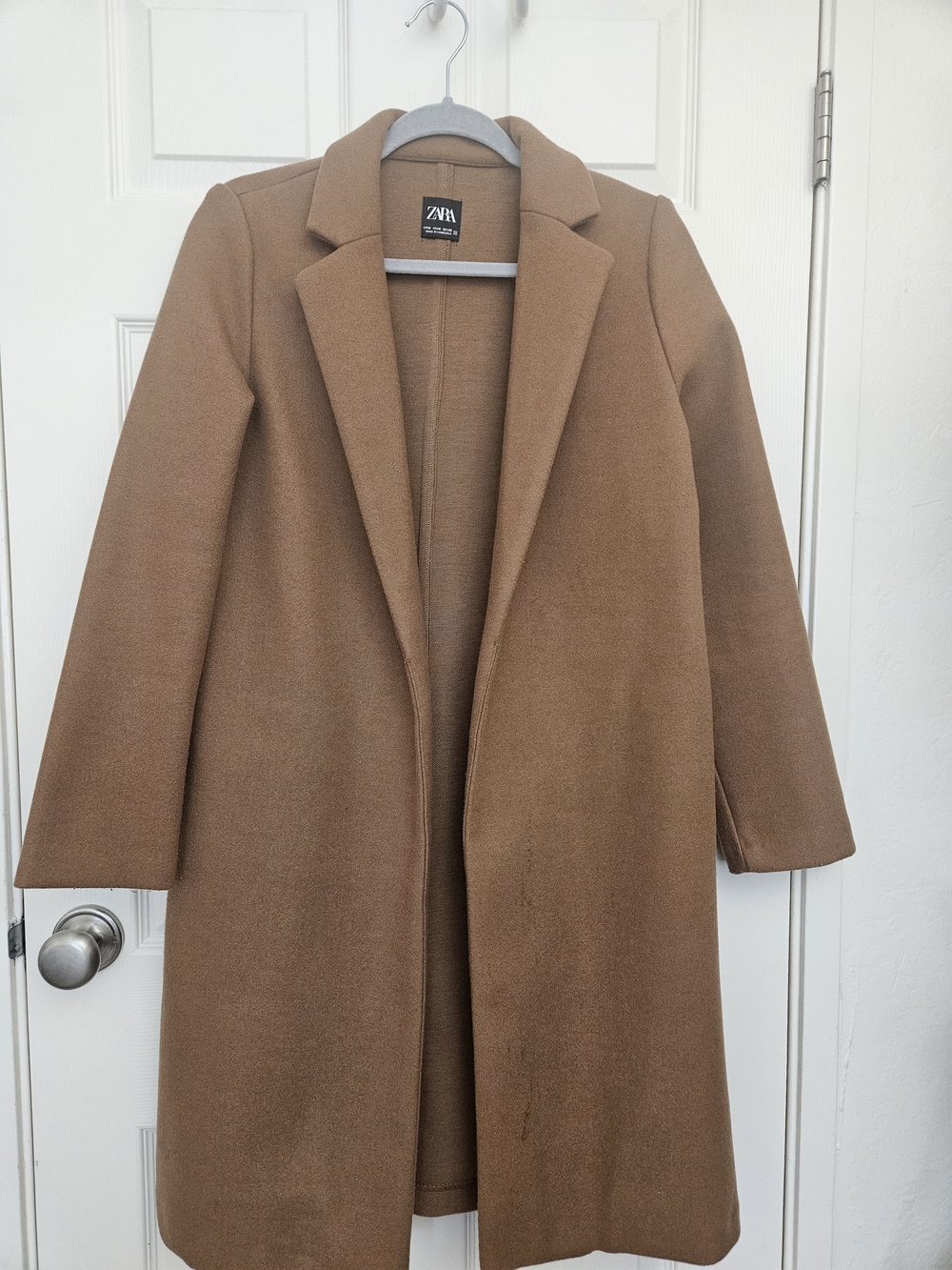Zara Camel Single-Breasted Long Coat